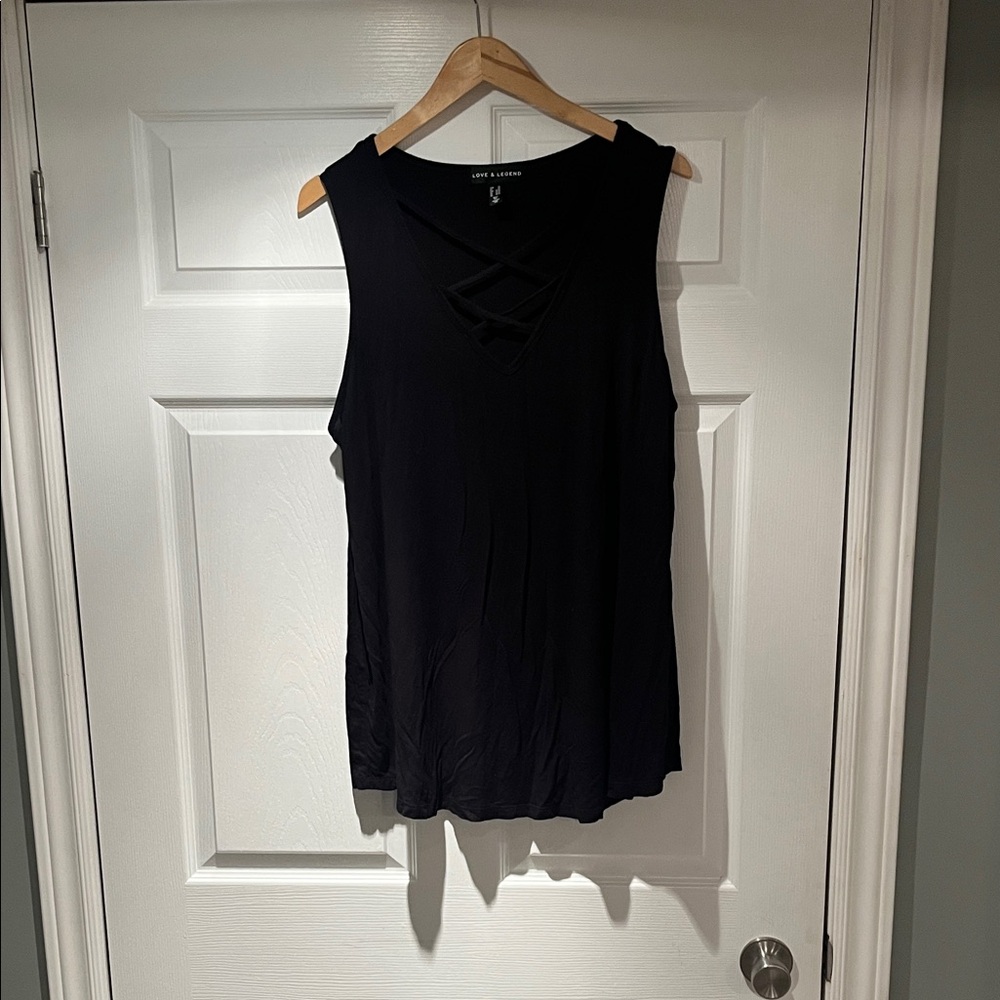 Love & Legend Black Crisscross Tank Top